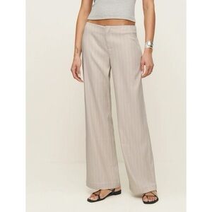 Reformation Vida Beige Pinstripe Low Waist Pants